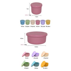 Stackable Silicone Bowl With Lid Cover Lunch Box Bento Set Microwave Safe