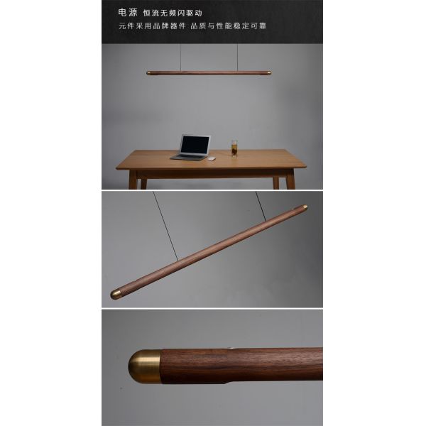 Rural Chandelier Black Walnut simple Strip Kitchen Home indoor Wood Chandelier(WH-MI-397)