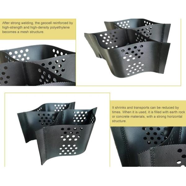 Sandy Yellow Black High Tensile Honeycomb Geocell 100-445mm Raw Material Hdpe