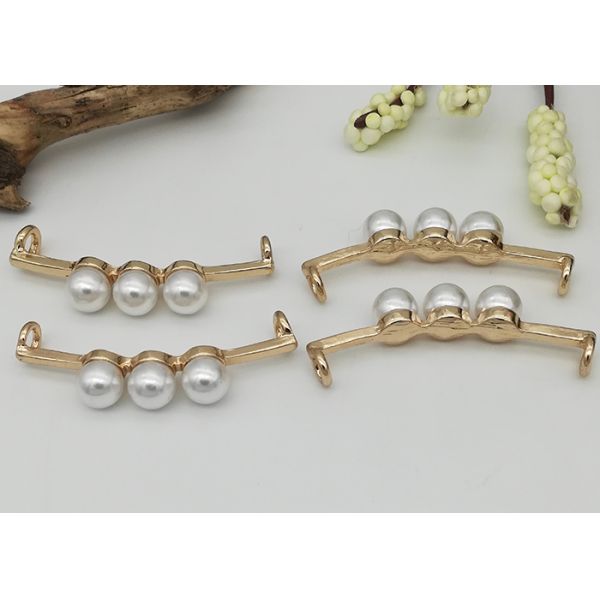 Wear Belt Simple Style Shoe Zinc Alloy Ladies Shoe Clips With Pearl Size 45*7cm