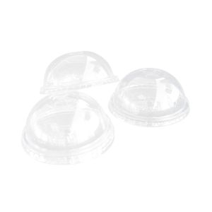 China Cafe 90mm Biodegradable Coffee Cup Lids , Clear Plastic Dome Lids on sale
