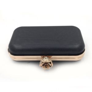 Custom plastic shell iron frame evening bag metal box clutch with light gold
