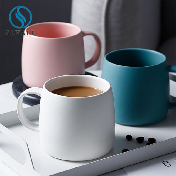Quality EU Takeaway Fast Food Blue Pink Colored Ceramic Mugs OEM wholesale