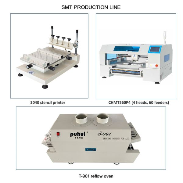 Quality Small SMT Line 60 Feeders 4 Heads CHMT560P4 SMT P&P Machine / Reflow Oven T961 /  Solder Paste Printer 3040 wholesale