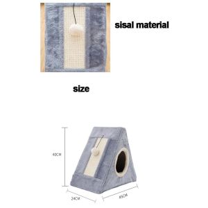 Linen Portable 42cm Short Plush Cat House Indoor