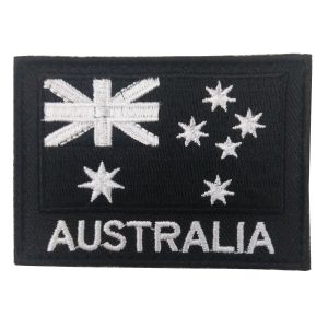 Australia Flag Pattern Laser Merrow Border Embroidery Patch velcro backing