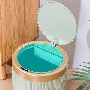 10L Household Circular Stripe Automatic Induction Plastic Trash Can