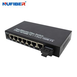 7 Port 10/100Base-Tx to 1 Port 100Base-Fx Fiber Ethernet Switch SM Dual Fiber SC