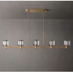 Brass Restoration Hardware Linear Chandelier With E12 Bulbs