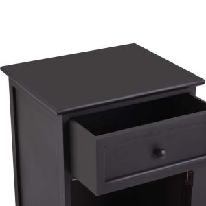Retro Style Black 15.7”W Livingroom End Table With Paper Rope Basket