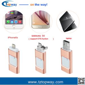 High speed 3 in 1 flash drive usb 16GB 32GB 64GB 128G card with usb OTG