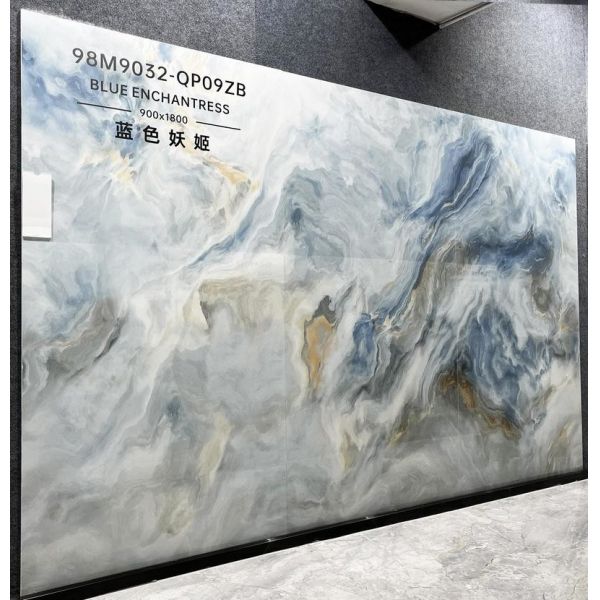 900x1800mm Blue White Polished Glazed Porcelain Tile 0.5% WA