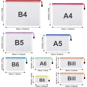 Mesh Zipper Pouch, Waterproof Zipper Bags, 8 Sizes Waterproof Plastic Document