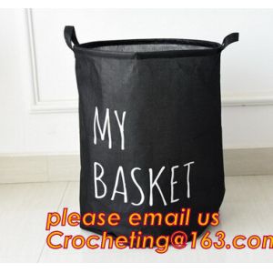 canvas folding printed yellow laundry basket round folding eco-friendly round