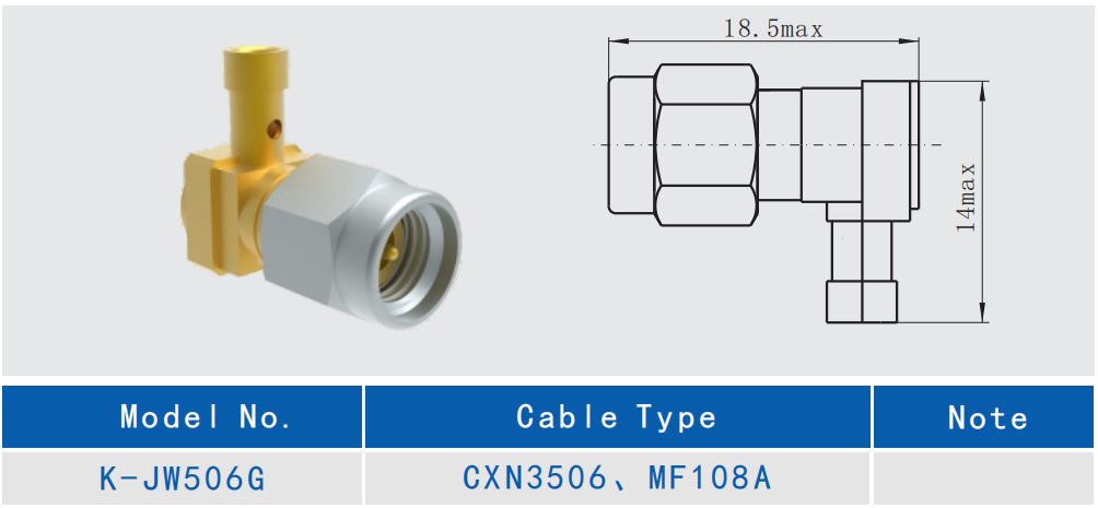 Male Right Angle Stainless Steel K 2.92mm RF Coaxial Connector for CXN3506/MF108A Cable