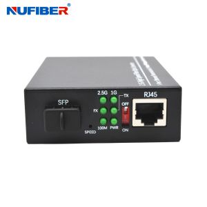 China 2.5G SFP Media Converter 100/1000/2500M RJ45 to 1G/2.5G SFP Fiber Media Converter DC12V on sale