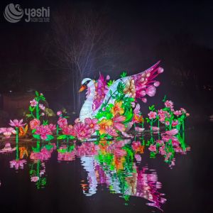 Outdoor Festivals New Year Swan Lantern With Copper Core Wire