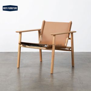 Custom Designer Italian Balcony Solid Wood Chair with Log Armrest Designer