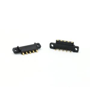 Bended 2.54 Mm Pitch Connector Spring Loaded 5 Pin Pogo Connector Right Angle