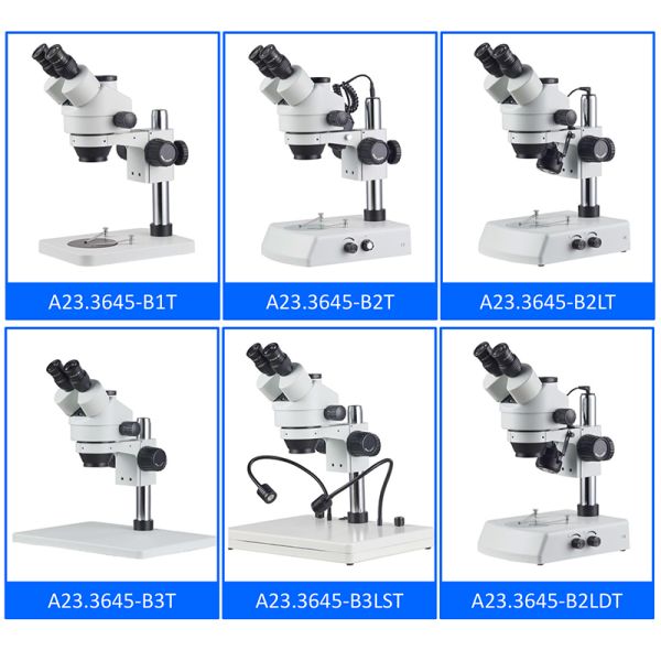 A23.3645 Opto Edu Trinocular Stereo Microscopes Magnification 7-45x