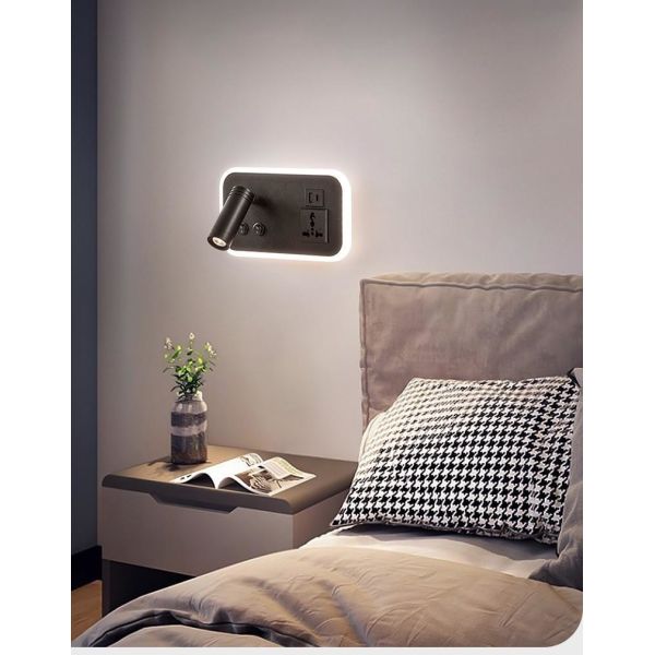Multifunctional hotel villa apartment reading wall lamp USB Type-C wireless