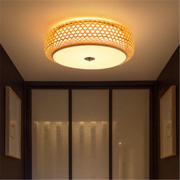 Bamboo Wicker Rattan Lantern Shade flush mount ceiling light(WH-WA-40)