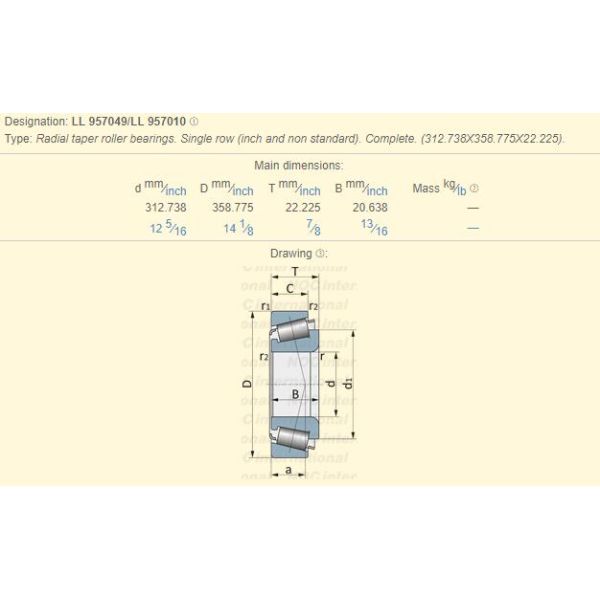 LL957049/LL957010 Durable Taper Roller Bearing Fit Dirty Corrosion Impact Load And Edge Loading