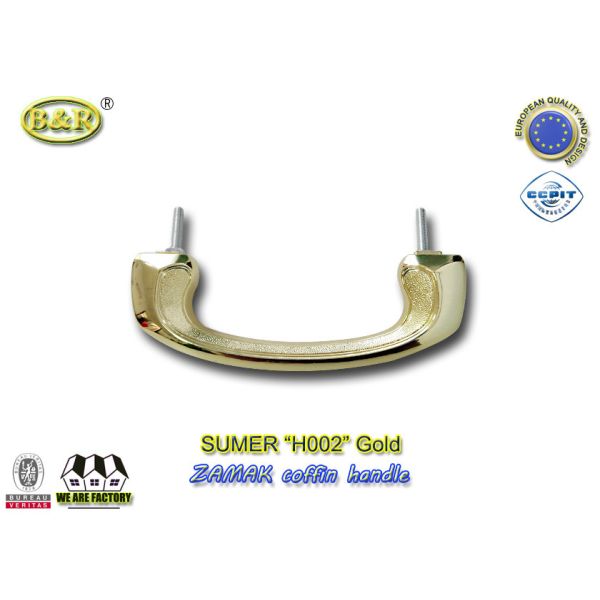 European Style Zamak Coffin Handles H002 gold color 17.5*6.3cm bolt install