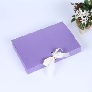 Custom Logo Square Kraft Cardboard Paper Gift Boxes With Ribbon Eco-Friendly