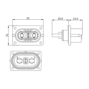 Right Angle Electric Car Charging Sockets 2 Pin Insulation Resistan