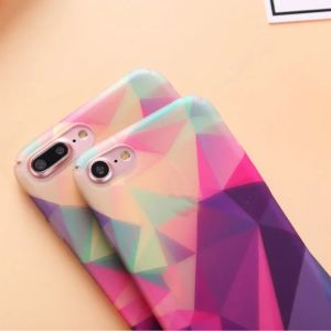 Hard PC Decal All-inclusive Color Flash Lozenge Pattern Cell Phone Case Cover
