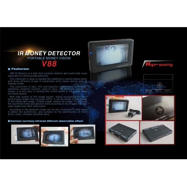 Quality Mini Infrared Money Detector with 4.3 inch LCD screen, built in lithium battery wholesale