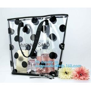 stationery packaging clear pvc handle bag, bag handle pvc beach bag for beach