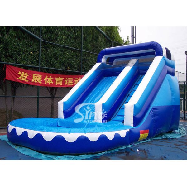 Front load ocean blue inflatable wet slide with pool for kids outdoor parties