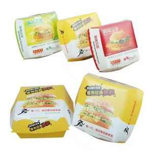 Customized Disposable Burger Box with Fries Sustainable Takeaway Sandwich