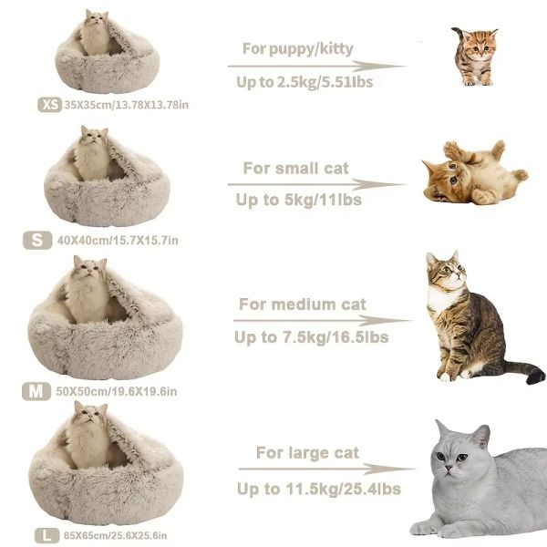 Semi Closed Fluffy Pet Beds Comfortable Soft Fluffy Cat Bed Easy To Clean