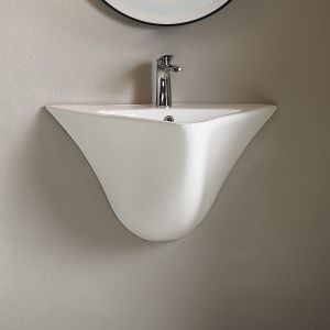 Modern Ceramic Bathroom Basin Wall Mounted Seamless One Piece