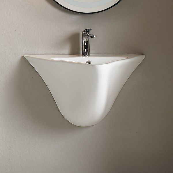 Quality Modern Ceramic Bathroom Basin Wall Mounted Seamless One Piece wholesale