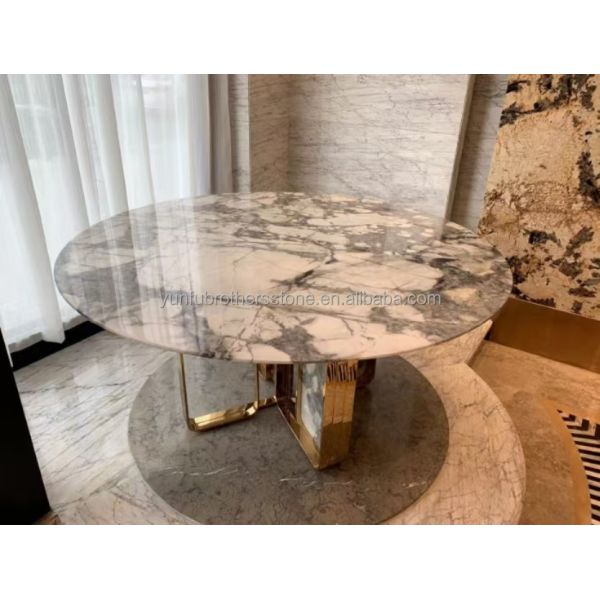 Polished Arabescato White Italian Marble Slab for Modern Wall and Round Dining Table