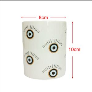 Eye Pattern Candle Ceramic Containers With Letterpress Printing Gravure Printing
