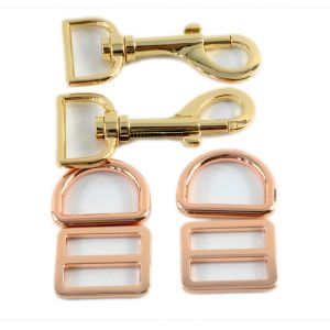 25mm Welded D Ring Dog Leash with Metal Ring and Chrome Plated Coating in Rosa