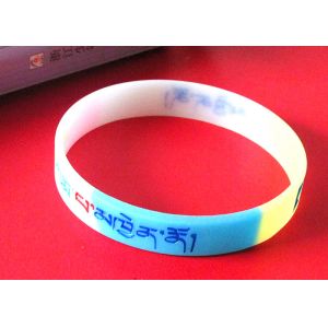 Cheap Exercise / Party Custom Silicone Rubber Wristbands Multi Colors Segmented for sale