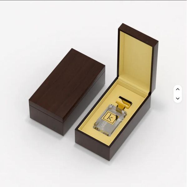 Luxury Wooden Perfume Box with Magnetic Closure Velvet Lining and Wood & MDF