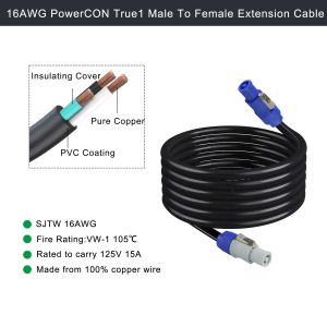 NAC3FCA to NAC3FCB 20A PowerCon True1 Cable SJTW 14AWG