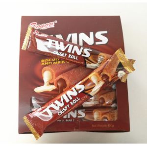 Twins Crispy Roll Buscuits With Chocolate And Milk Inside / Sandwich Biscuit best snack