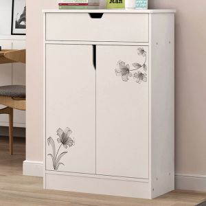 Melamine Coated Particle Board Wooden Shoe Storage Cabinet White Environmental