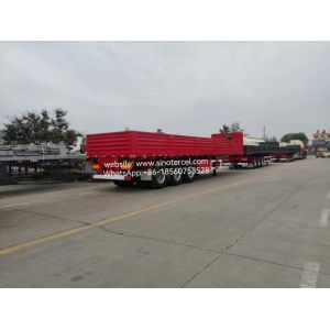 3 Axles Red Pallet Transport Sidewall Semi Trailer Dropside Trailer Carry