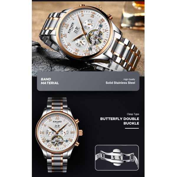 Butterfly Buckle Skeleton Mechanical Watch Dust Proof Long Working Life