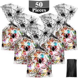 Cheap Spider web candy bag Resealable Cellophane Bags Self Adhesive Treat Snacks Cookie Cello Bag for sale