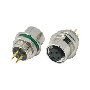 IP68 Female M12 Panel Mount Receptacle Rear Lock Metal Waterproof Adapter